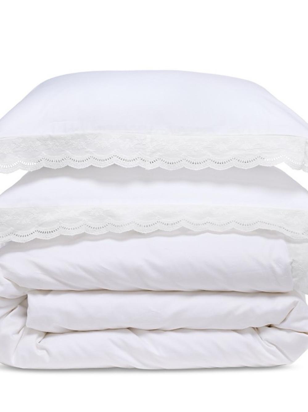 Aqua White Lace-Trim Duvet Cover Set b151s